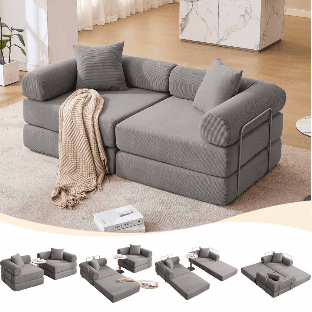 73" Modular Couch Sofa Bed with Fixed-Shape Frame, Removable Armrests ...