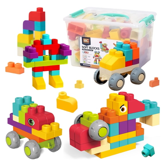 73 PCS Soft Building Blocks for Toddler, Big Stacking Blocks for Kids, STEM Educational Building Toys Set, Ages 18 Months+ Years
