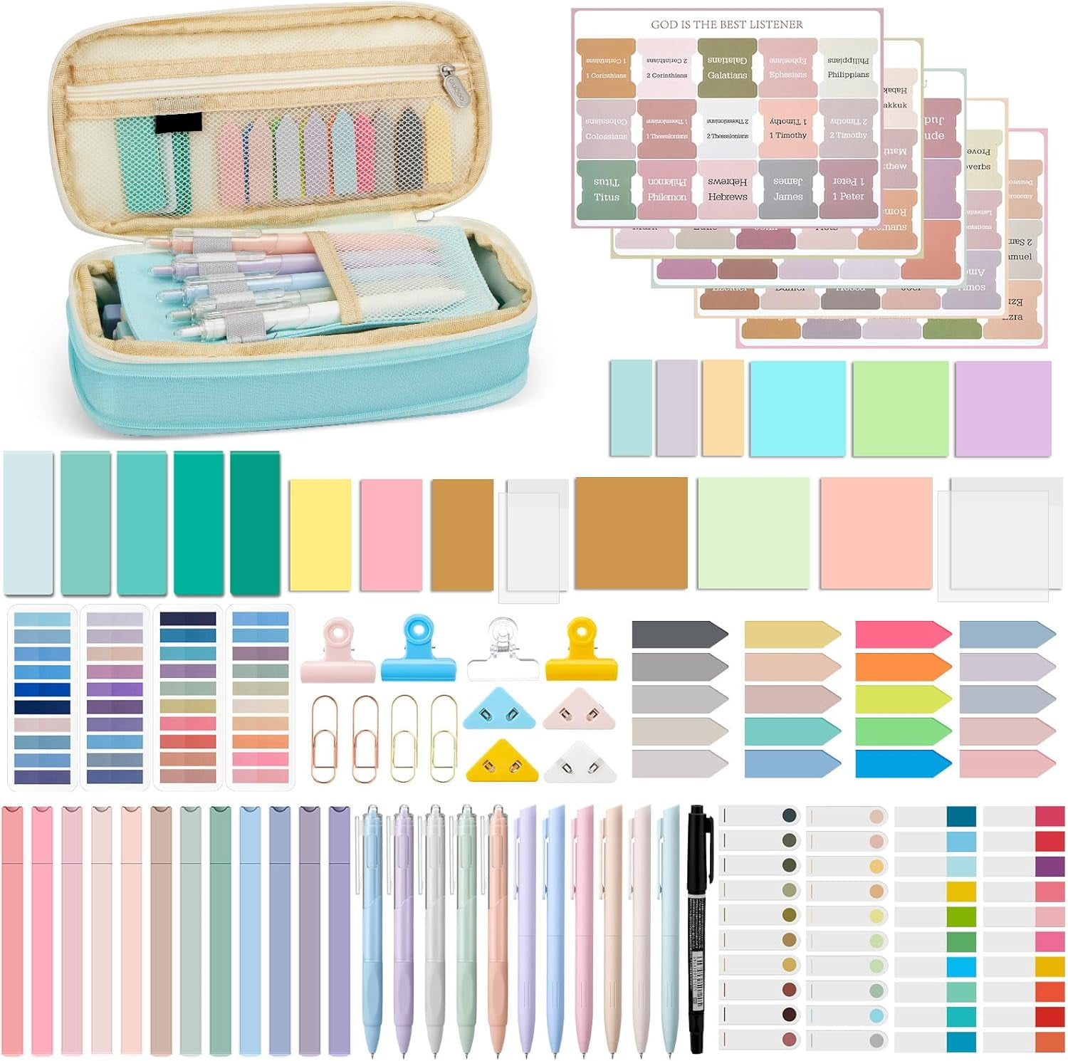 Nicpro 84 PCS Book Annotation Kit - Highlighters, Gel Pens, Sticky Notes & Pencil Case