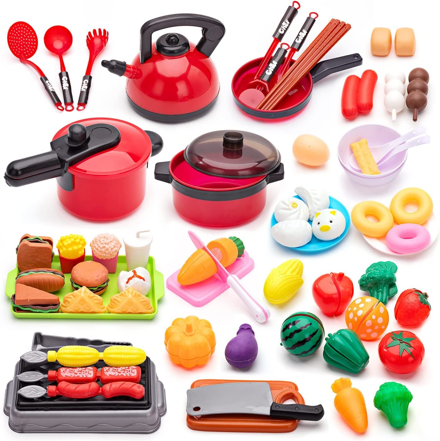 Click n' Play 12 pc Kids Pretend Play Cutting Fruit Toy Set, Food