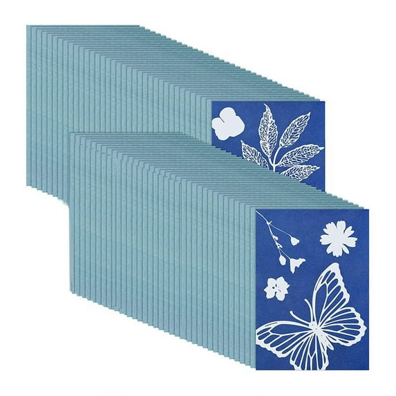 73 Pieces Sun Print Paper Cyanotype Paper Kit, Solar Drawing Paper Sensitivity Nature Printing Paper