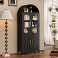 thumbnail image 1 of 73" Tall Metal Arched Kitchen Pantry Cabinet, Modern Farmhouse Storage Cabinets with Doors&Adjustable Shelves, Versatile Bookcase/Display/Cupboard with Open Storage Area for Office-Black, 1 of 14