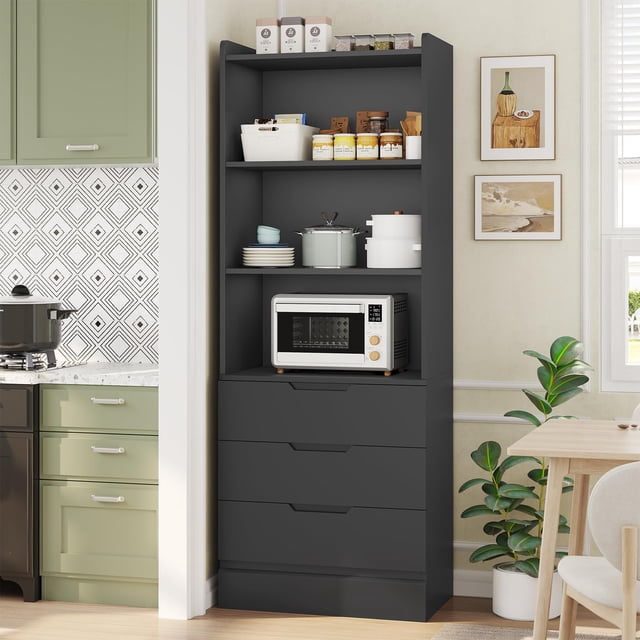 73'' Tall Storage Cabinets with 3 Drawers, Floor Storage Cabinet for ...