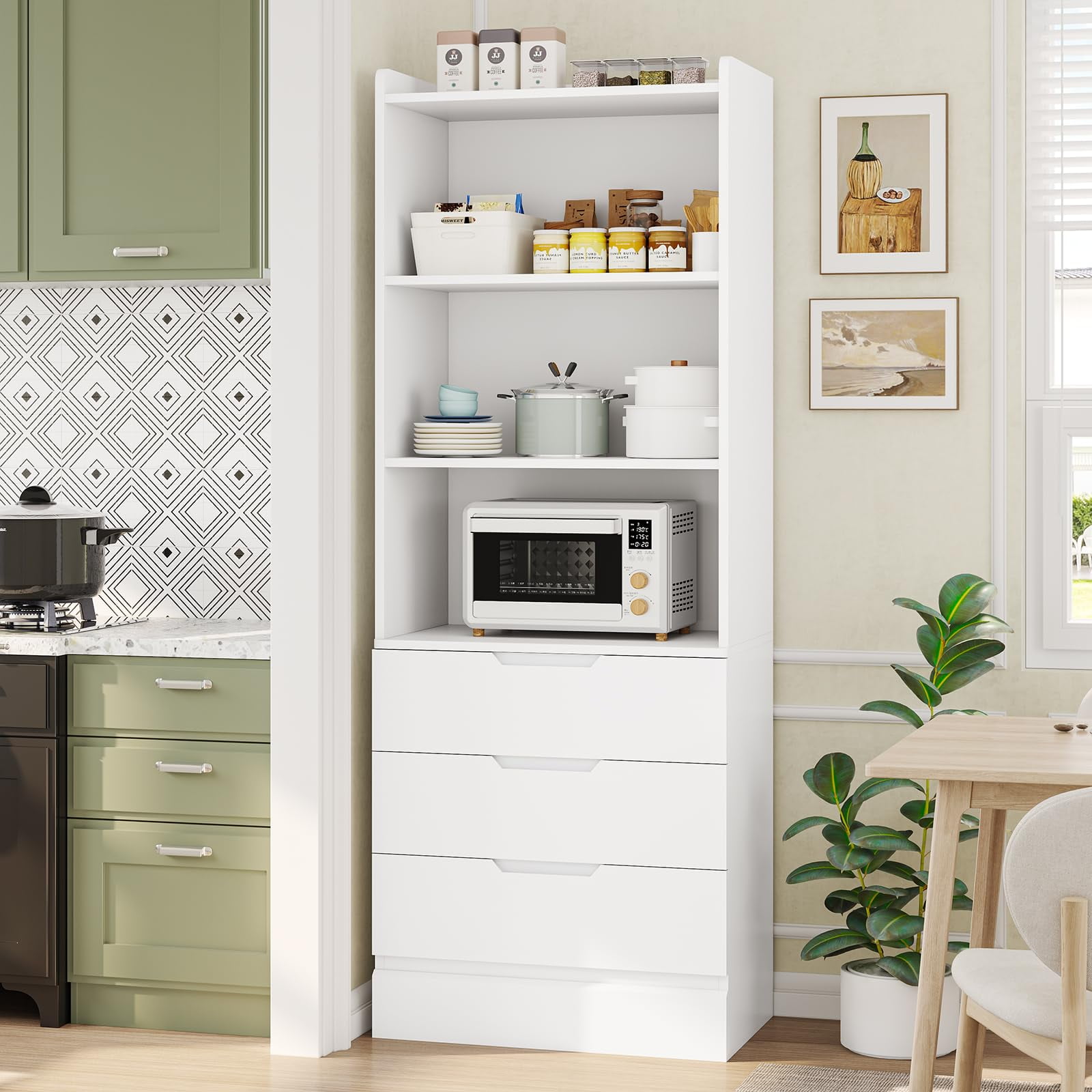 73'' Tall Storage Cabinets with 3 Drawers, Floor Storage Cabinet for ...