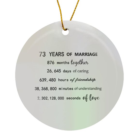 3drose, 73 Years of Marriage 73rd Wedding Anniversary in Months Days Hours, Circle Porcelain Ornament
