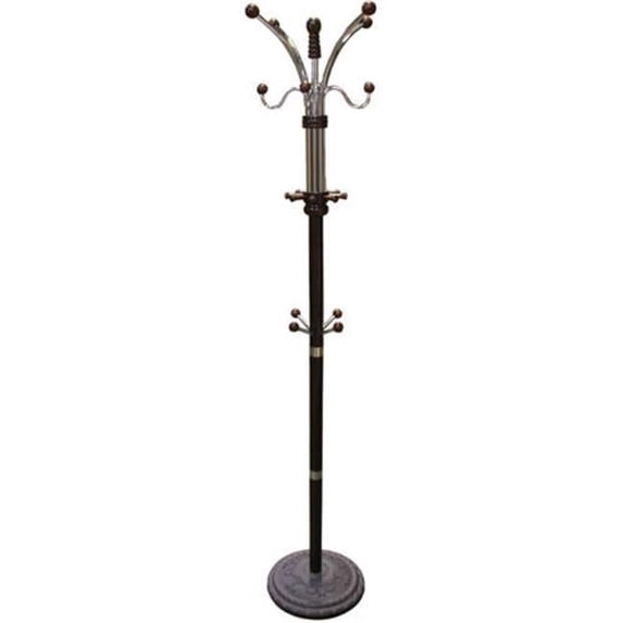 73 in. Espresso Metal & Wood Coat Rack