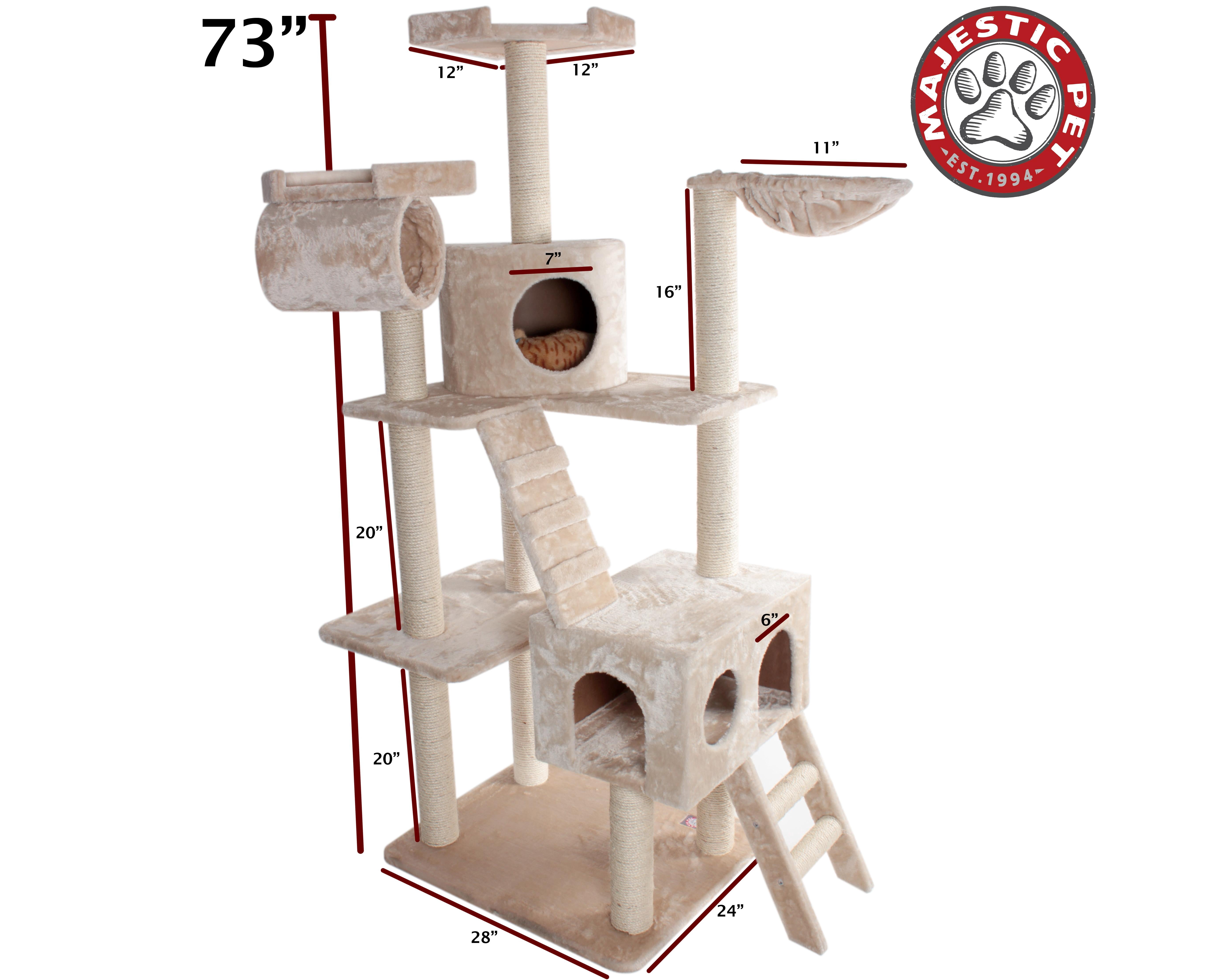 73 in. Faux Fur Casita Cat Tree in Honey