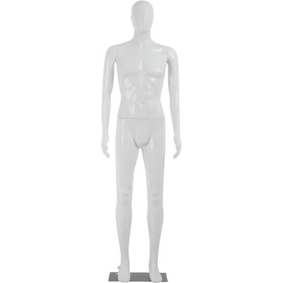 73 inches Full Body Retail Mannequin Polypropylene (PP) Sewing Mannequin Male Torso Detachable Stand Head Arm Rotation Metal Base for Display Clothing