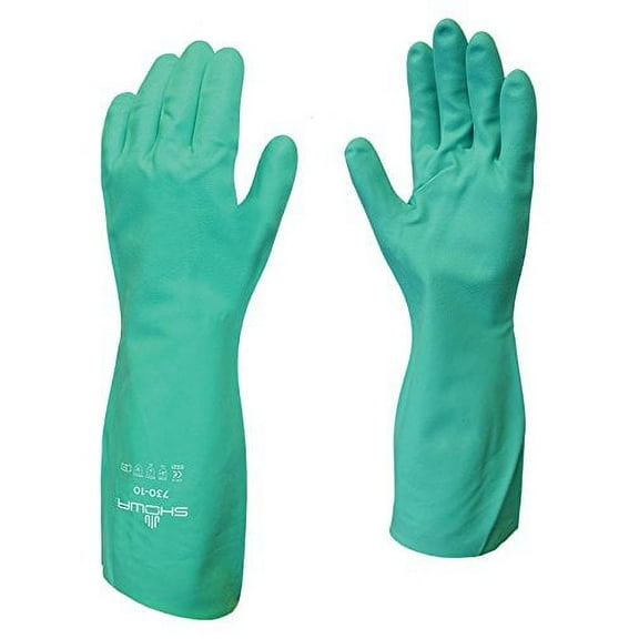 730 Nitrile Cotton Flock-lined Chemical Resistant Glove, Small (Pack of 12 Pairs), Resistant to a broad range of solvents, animal fats and other.., By SHOWA