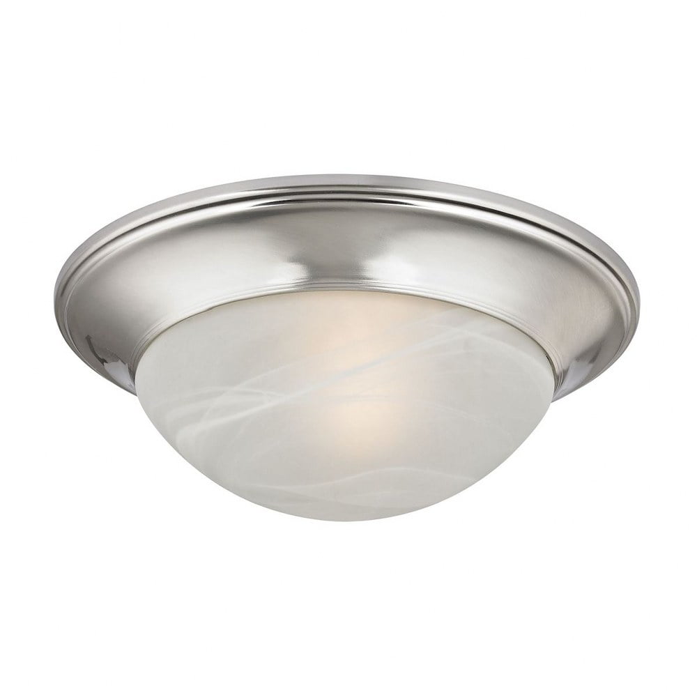 12" Brushed Nickel Flush Mount Light with Alabaster Glass Shade