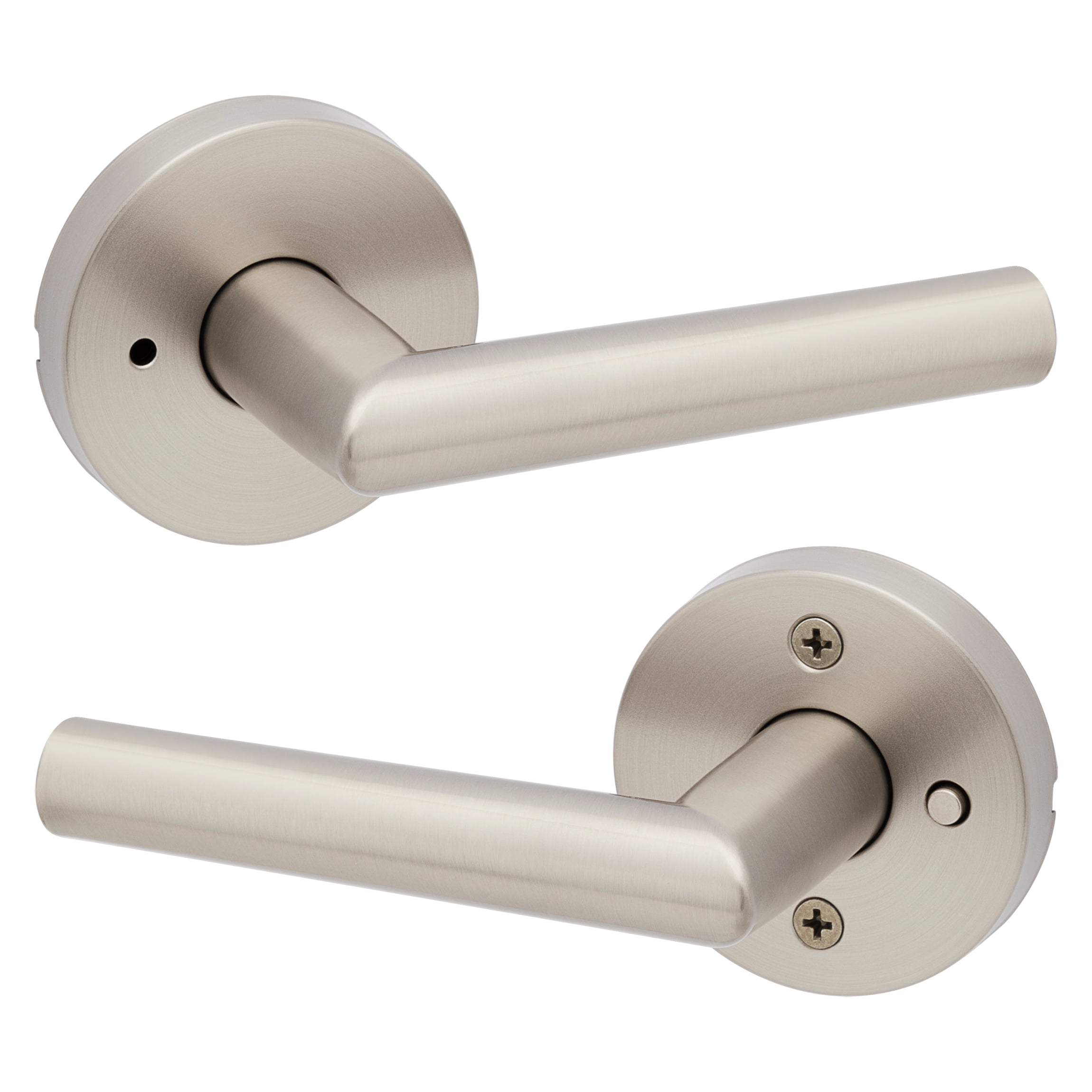 Kwikset Milan Round Privacy Lever Doorknob Satin Nickel