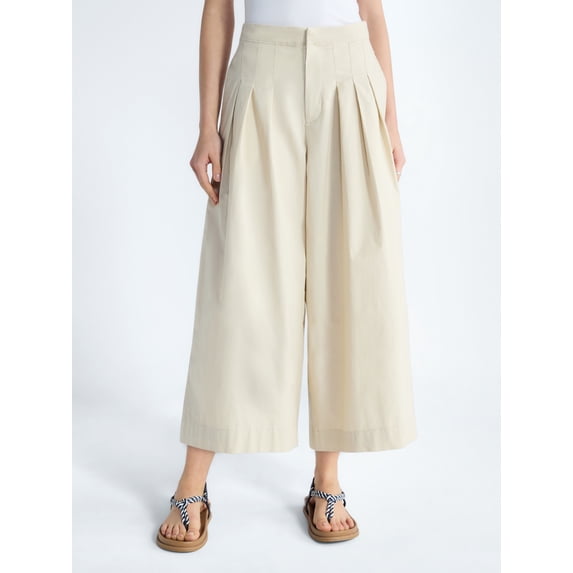 Free Assembly Women's and Women's Plus High Rise Wide Leg Pleated Culotte Pants, Sizes XS-XXL