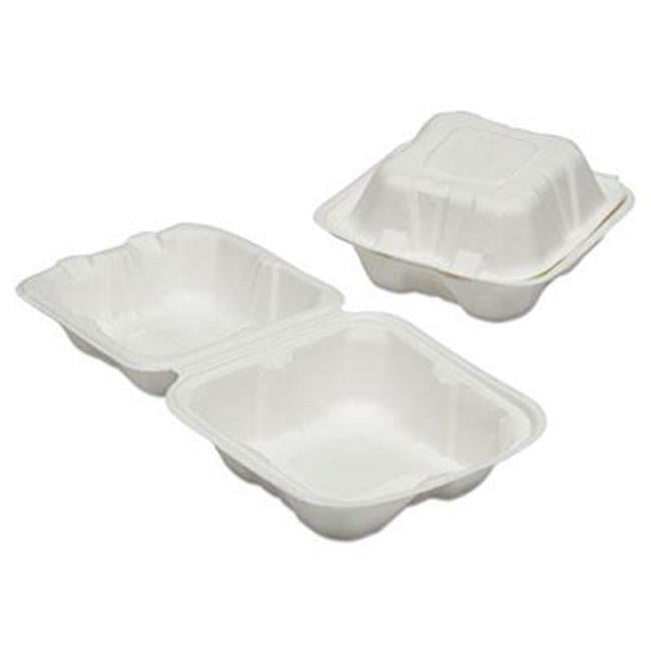 735001 6 x 6 x 3 in. Clamshell Hinged Lid Togo Food Containers