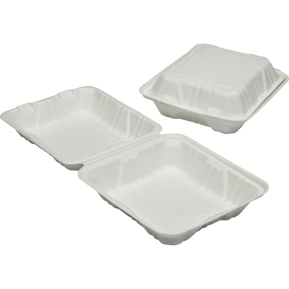 7350016646908, Clamshell Hinged Lid ToGo Food Containers, 9x9x3, 1 Comp, 200/BX