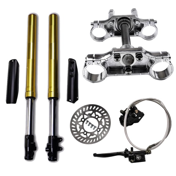 735mm 45/48mm Dirt Bike Front Fork with Triple Tree Clamp, Brake Cylinder Caliper, Brake Rotor for DIY Rebuild Trail Dirt Pit Bike Off-Road Motorcycle Scooter Razor SSR CRF Apollo Taotao 110cc-150cc