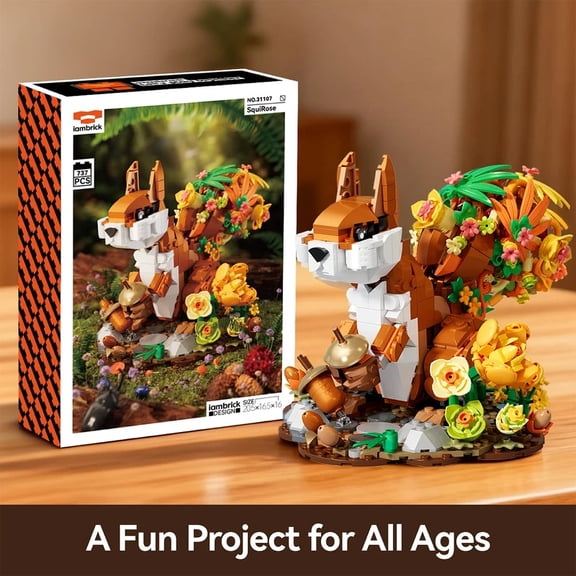 737PCS SquiRose Building Blocks Flower Animals Series Flower-tailed Squirrel Model Home Decor Assembly Toys Cute Girls Gifts