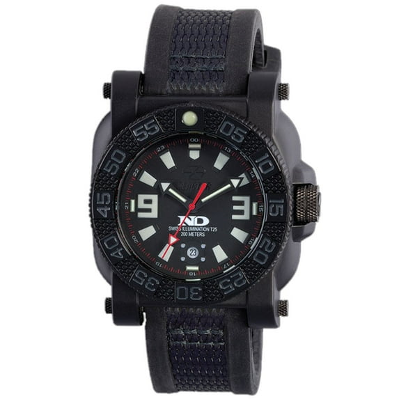 73801 Men's Gryphon DNA Never Dark Black Dial Rubber & Nylon Strap Dive Watch
