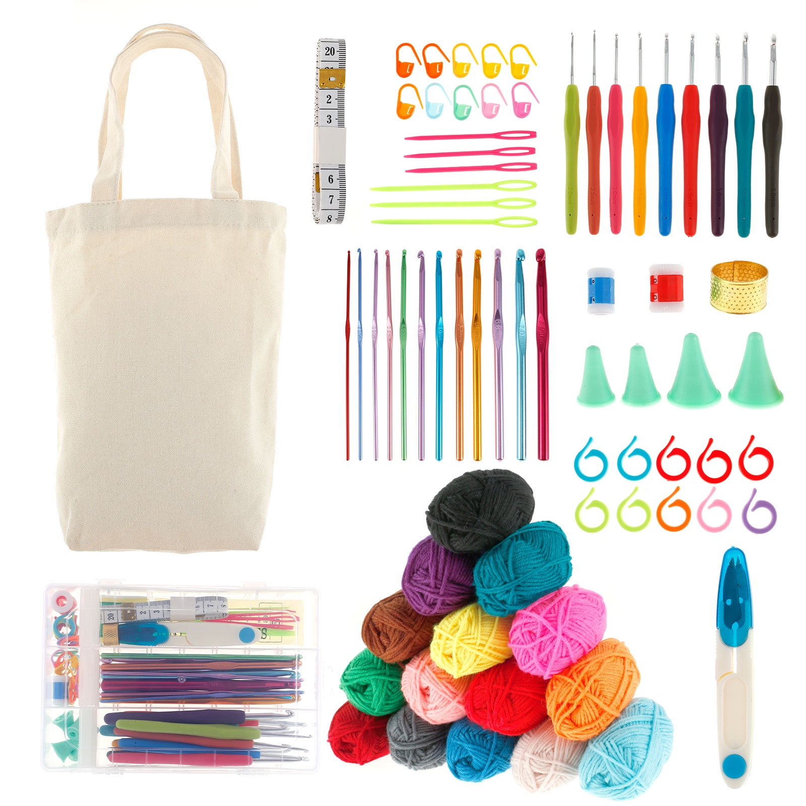 73Pcs Crochet Kit Knitting Starter Kit with 15 Yarn Ball 21 Crochet