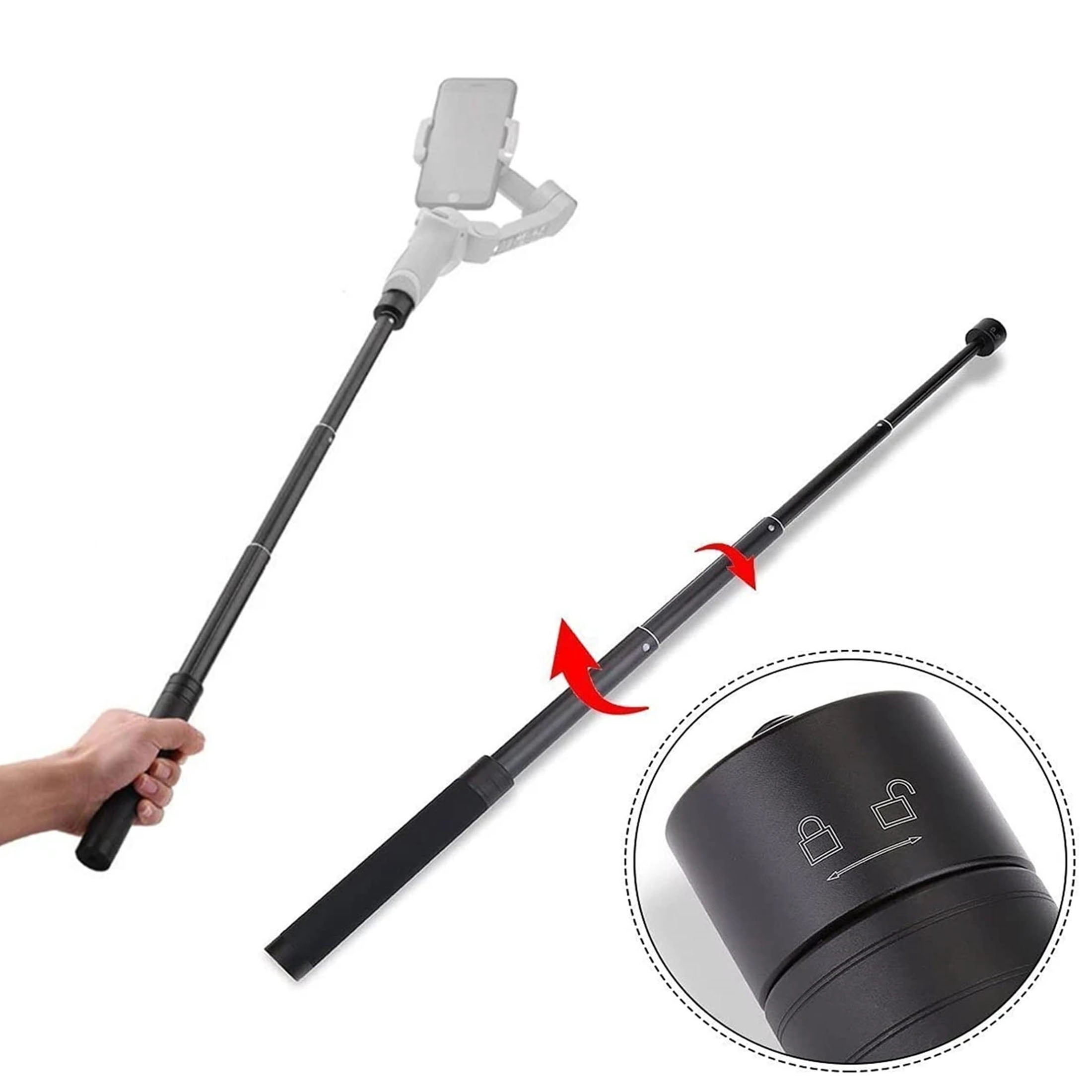 73cm Extension Rod Portable Selfie Stick Long Pole Invisible for GoPro Insta360 DJI Feiyu Action Camera Microphone Stand