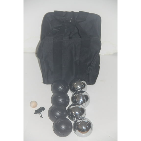 73mm Metal Bocce/Petanque Set with 4 Black and 4 Silver Balls and Heavy Duty Black Nylon Bag - Single