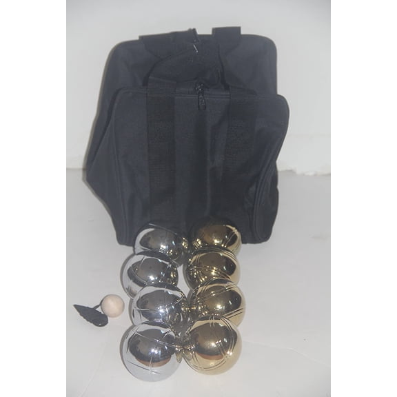 73mm Metal Bocce/Petanque Set with 4 Gold and 4 Silver Balls and Heavy Duty Black Nylon Bag - Single