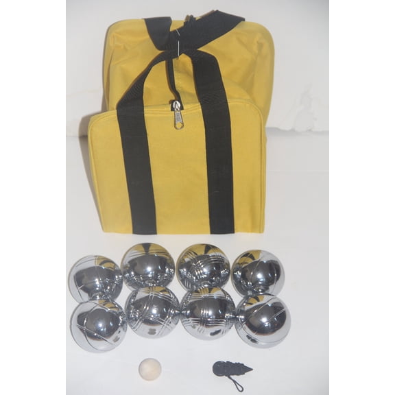 73mm Metal Bocce/Petanque Set with Silver Balls and Heavy Duty Yellow Nylon Bag - Single