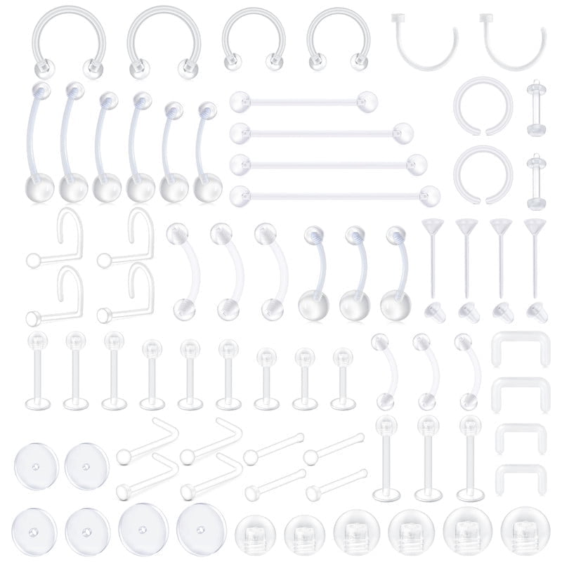 48 Pièces De Retainers De Piercing Transparents - Invisibles Pour Nez, Oreille, Septum, Labret