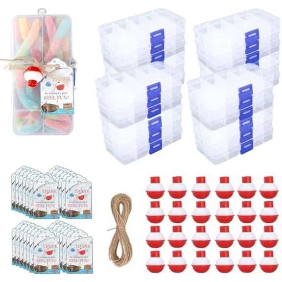 73pcs Fishing Party Favors Set, Candy Little Tackle Boxes with Floaters & Cards Fishing Birthday Party Favors for Kids$$Sport & Recreation Other