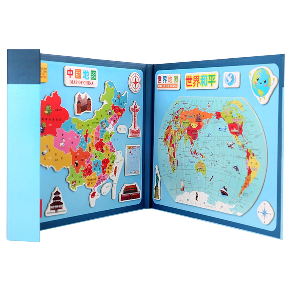 73pcs of One Set Wooden Puzzle World Map Toy Educational