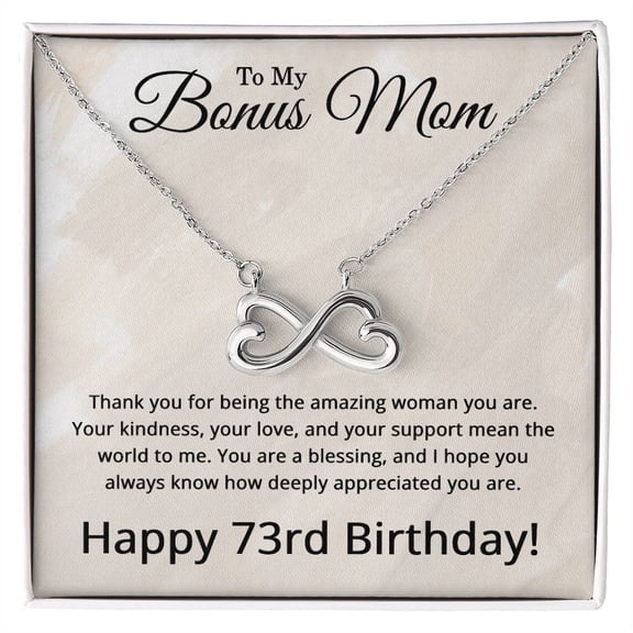 73rd Birthday Gifts for Bonus Mom - 73rd Birthday Necklace for Bonus Mom - To My Bonus Mom Necklace Title: 14k White Gold Finish, Box Choice: Standard Box