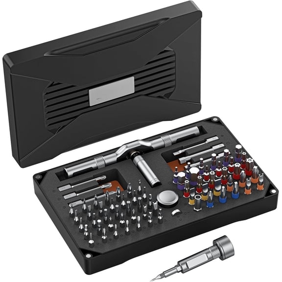 74 in 1 Set, Ratchet Set with Detachable Allen Wrench T Handle & Storage Case, for Men & Dad,Repair Tool Kit for Furniture, Electronics, , DIY, Gadget