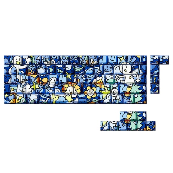 74/140Key PBT Backlits Keycaps Graffiti Art Design Original Profile Side Engraved Keycaps For Mechanical Keyboards