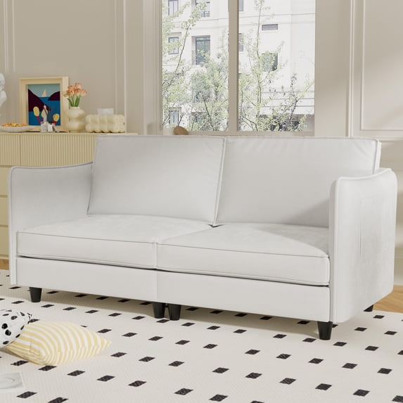 74.27" Beige Loveseat Sofa, 2-Seater Comfy Couch, Mid Century Modern Small Space Sofa, Solid Wood Frame, Pocket Spring Cushion, Apartment, Bedroom, Office