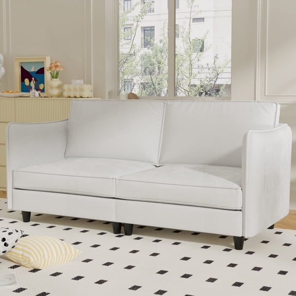 Modern Mid Century 74.27'' 2-Seater Couch with Solid Wood Frame for Small Spaces