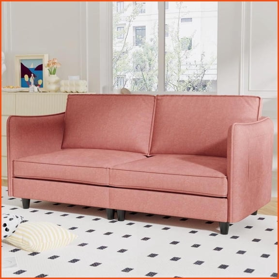 74.27'' Mid Century Modern Loveseat  Breathable Fabric, Solid Wood Frame for Small Spaces, Apartment, Bedroom | Fabric | Solid Wood | Cushion Back