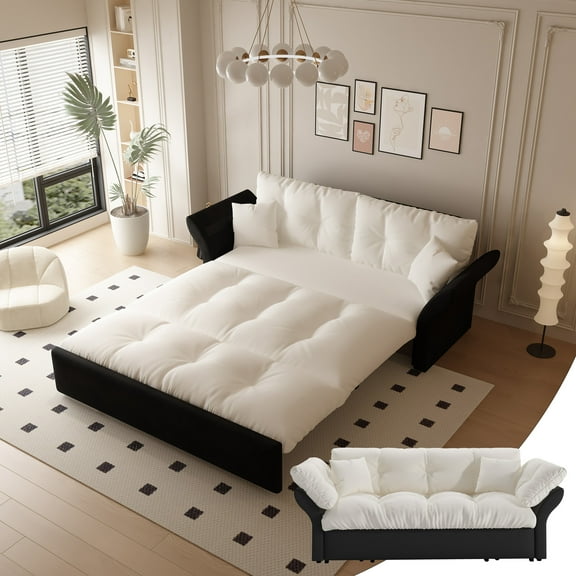 74.8"3 In 1 Sleeper Sofa Couch Bed,Convertible Queen Size Sofa Bed With 2 Soft Pillows,Prefect For Living Room,Apartment