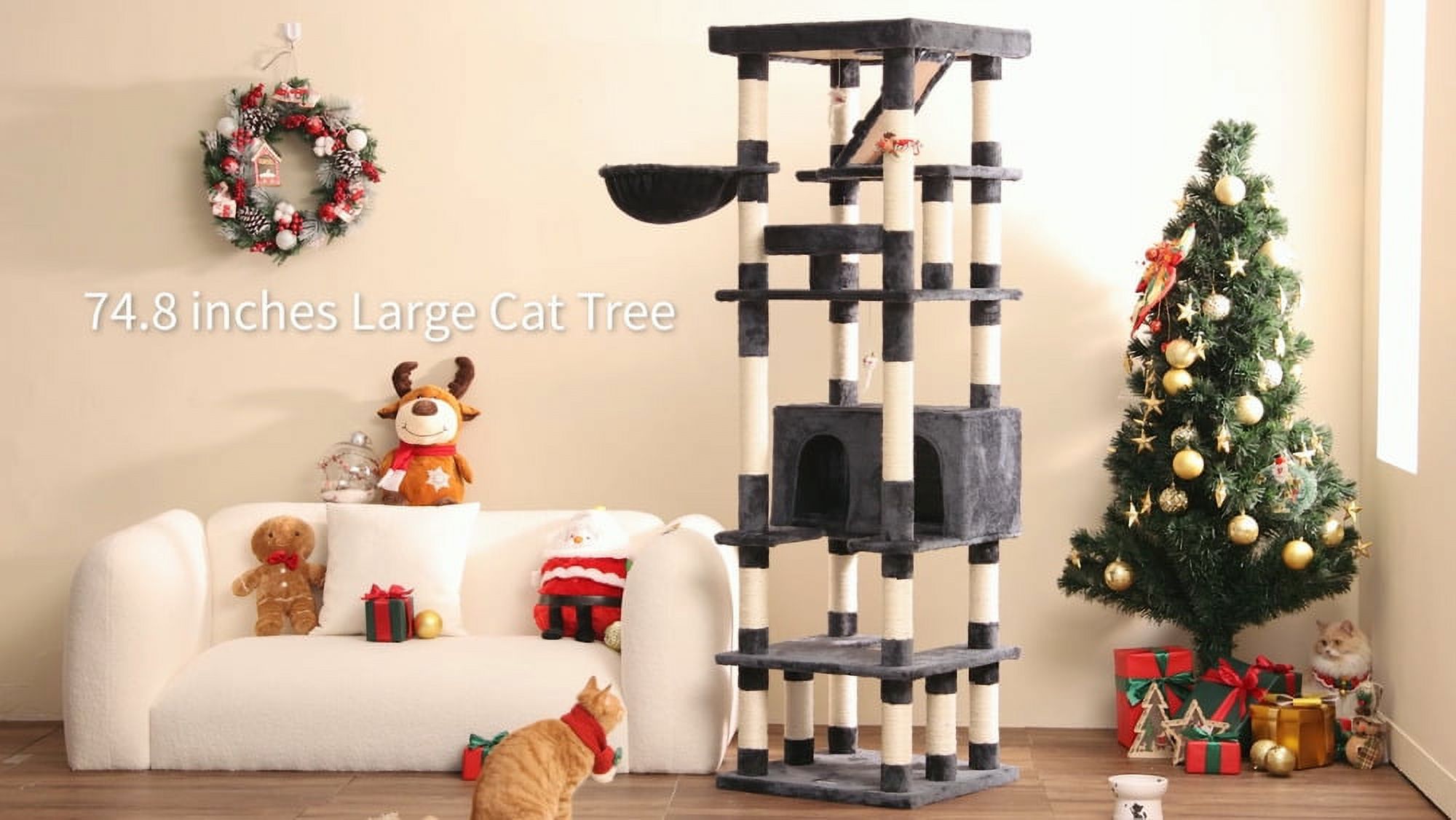 74.8'' Extra Large Cat Tree Cat Tower Condo Activity Center Kitty Play