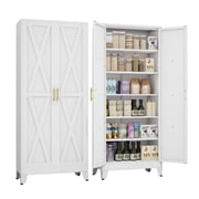Erosoei 74.8"H Metal Tall Kitchen Pantry Storage Cabinet with Doors and 5 Adjustable Shelves