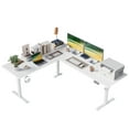 thumbnail image 1 of 74.8 Inch L-Shaped Standing Desk, Large Electric Height Adjustable Ergonomic Home Office Computer Desk with 3 Memory Buttons and Cable Management, Corner Desk for Home & Office Workstations, White, 1 of 9