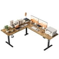 thumbnail image 1 of 74.8 Inch L-Shaped Standing Desk, Large Electric Height Adjustable Ergonomic Home Office Computer Desk with 3 Memory Buttons and Cable Management, Corner Desk for Office Workstations, Rustic Brown, 1 of 8