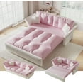 thumbnail image 1 of 74.8'' Pull Out Sofa Bed Queen, Convertible Sleeper Sofa Couch, Velvet Loveseat Recliner, Comfy Cloud Futon Couch for Living Room, Apartment, Small Space, Bedroom, RV, Pink, 1 of 11