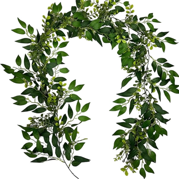 74.8Inch Spring Willow Leaf Garland Vines, Long Artificial Green Foliage Rattans, Fake Branches Decor Indoor Outdoor Wedding Patio Porch Home Holiday Winding Ornaments
