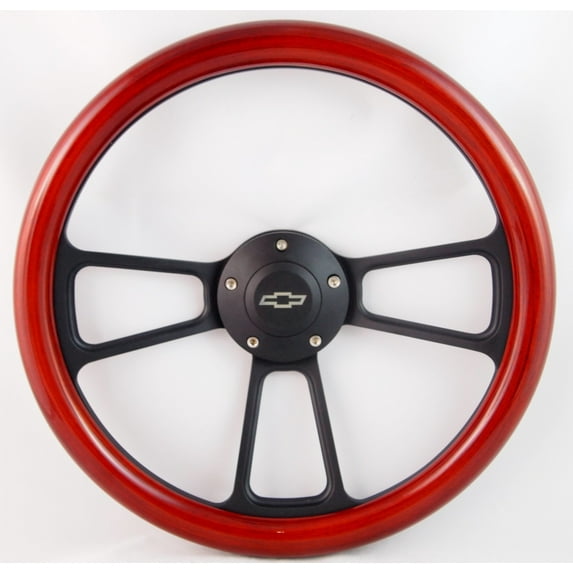 74-94 Chevrolet/GMC Truck Models 14" Wood Billet Black Steering Wheel Set Adapter & Horn