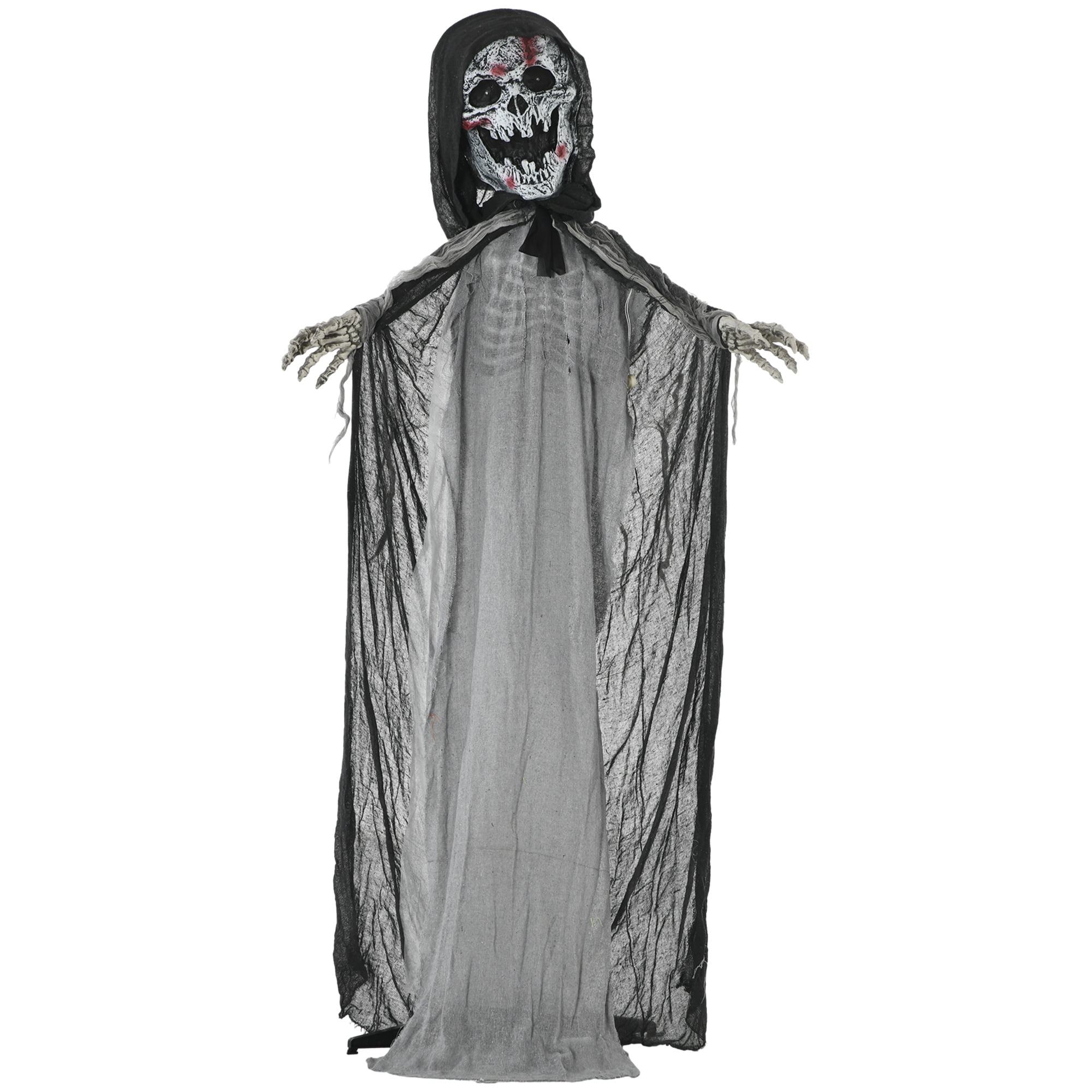 74" Animated Skeleton Witch Halloween Decoration, Sound & Touch Activated, Motion & Sound Effects