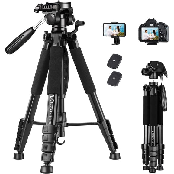 74 Camera Tripod, Tripod for and Phone, Aluminum Professional Stand Nikon with Carry Bag Phone Holder, Compatible DSLR, iPhone, Spotting Scopes, Max Load 9.5Lb