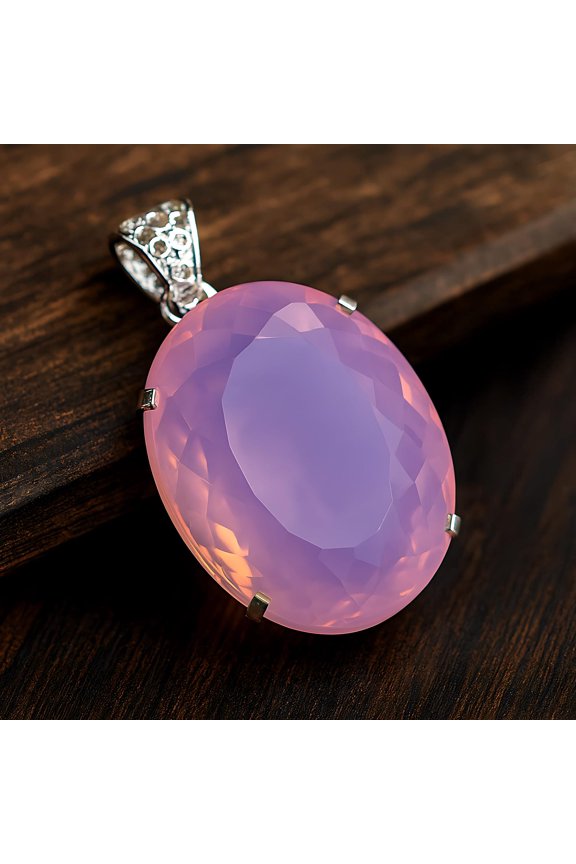 74 Carat Lab Created Opal Oval Cut Pendant in 925 Sterling Silver Handmade