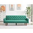 thumbnail image 1 of 74" Convertible Futon Sofa Bed, Upholstered Linen Folding Sleeper Sofa with Adjustable Backrest, Couch Bed with Solid Wooden Legs, Reclining Sofa for Living Room,Office, Green, 1 of 9