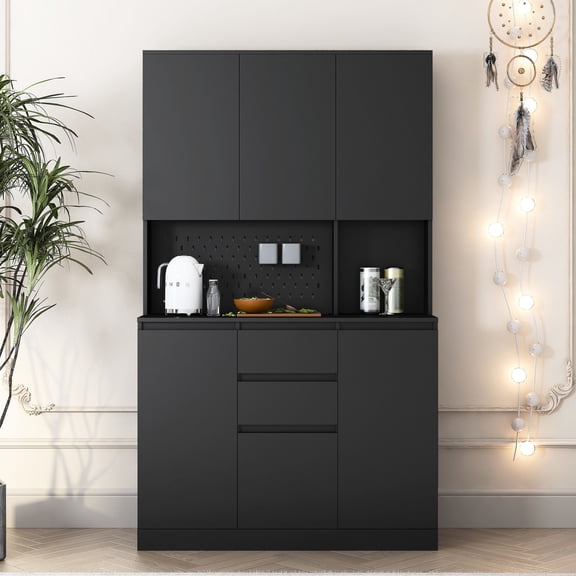 74" Freestanding White Buffet Server | Blend into Kitchen Decor and Provide Storage