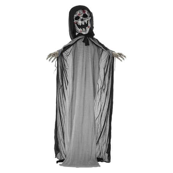 74" Halloween Skeleton Witch Prop, Animated Outdoor Decor with Sound & Motion Activation, Light Up Eyes & Chest, Howling/Chain Sounds, Life Size Animatronic Halloween Decoration