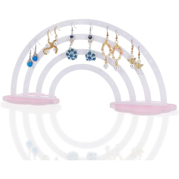 74 Holes Rainbow Earring Holder Earrings Stand Acrylic Earring Display Stand Jewelry Hanging Organizer Ear Studs Display Rack for DIY handcrafting